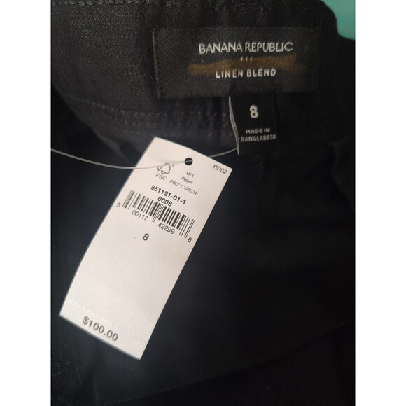 New Banana Republic Linen Blend Wide Leg Pleated Black Trouser Pants Size 8 NWT - Picture 9 of 10